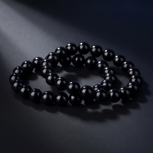 Bracelet d'ancrage en obsidienne noire